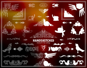 Steampunk elements collection. Ornate and silhouette option