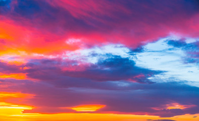 colorful  sunset sky with cloudy in summer.