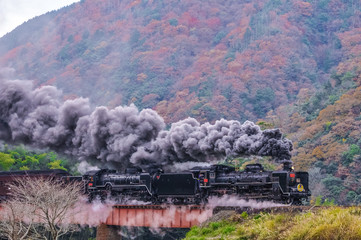 Fototapeta na wymiar 日本の鉄道、蒸気機関車、SL、Steam Locomotive