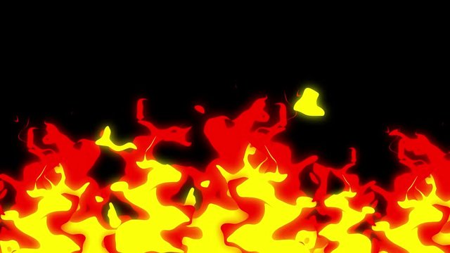 4k 2D Cartoon FX Elements with fire and glow effect. Seamless loop flame animation.