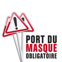 port du masque obligatoire, message et illustration, covid 19