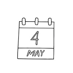 calendar hand drawn in doodle style. May 4. International Firefighters' Day, date. icon, sticker, element