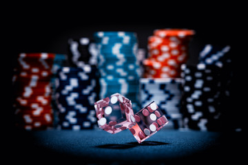 Dices at the casino table