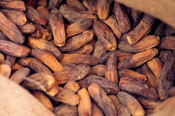 Bag full of dry dates. Traditional arab food