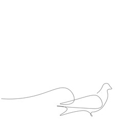 Naklejka na ściany i meble Bird silhouette line drawing, vector illustration