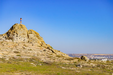 Woman with camera take travel photo