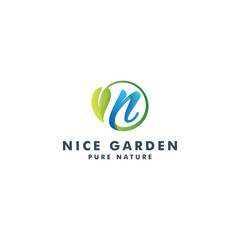 Letter N logo nature design vector illustration