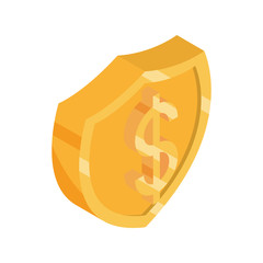 online shopping, money shield security isometric isolated icon