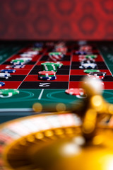 Roulette table close up at the Casino - Selective Focus