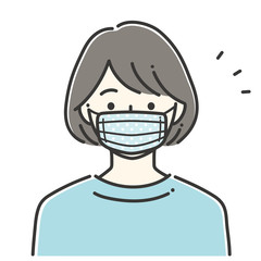 手作り　布マスク　女性　イラスト