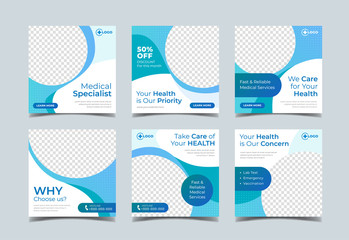 Medical health square banner for social media post template