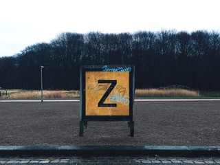 Alphabet Z On Sign Board At Street