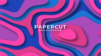 Colorful gradient abstract wave paper cut style background
