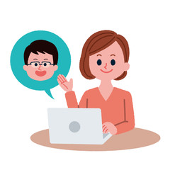 リモートで働く女性のイラスト