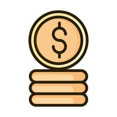 stacked of coins money financial business stock market line and fill icon