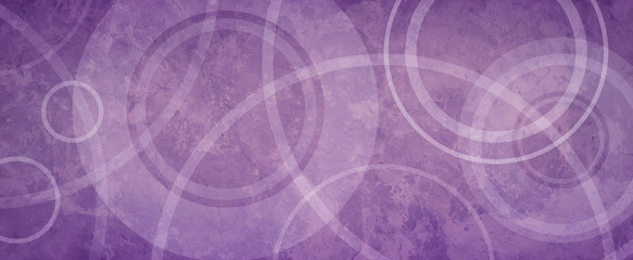 purple background with white circle rings in faded distressed vintage grunge texture design, old geometric pattern paper