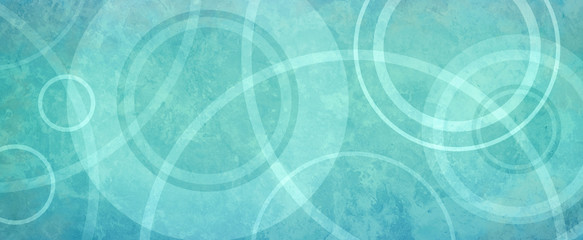 blue background with white circle rings in faded distressed vintage grunge texture design, old geometric pattern paper