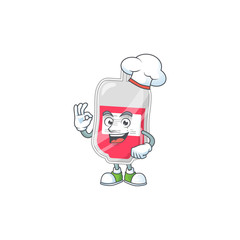 Bag of blood cartoon design style proudly wearing white chef hat