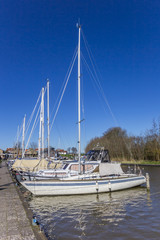 Fototapeta premium White sailing yachts in the harbor of Harlingen, Netherlands