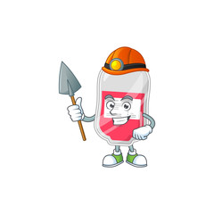 cartoon character design of bag of blood work as a miner