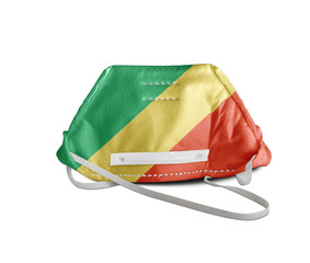 Naklejka premium Congo Republic flag on anti pollution mask medical protection