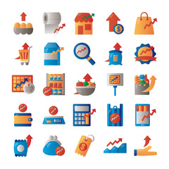 bundle of price hike set icons