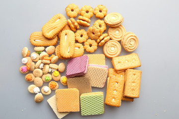 Biscuits on over grey background