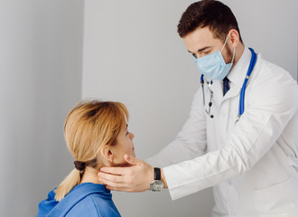 Doctor examines the patient . Medicine and health care concept.