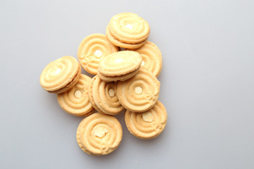 Biscuits on over grey background