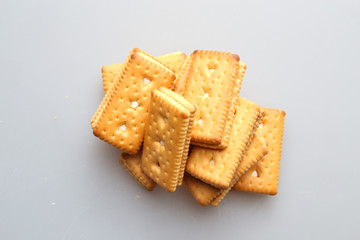 Biscuits on over grey background