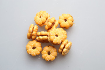 Biscuits on over grey background