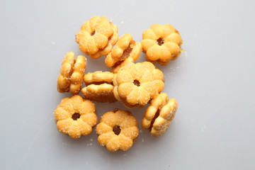 Biscuits on over grey background