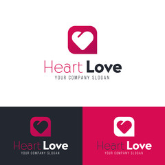 Logo with heart. Love concept for Dating site or apps. template design.