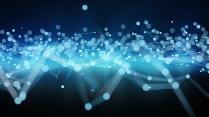Abstract connection blue background network 3D rendering