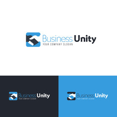 Business logo template with handshake. Vector design.