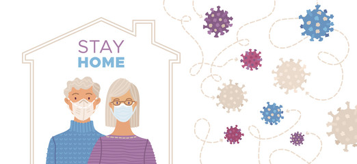 Stay home concept with aged couple