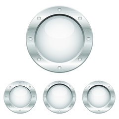Metallic porthole set vector design illustration isolated on white background
