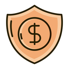 shield protection money business financial investing line and fill icon