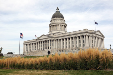 Utah State Capitol building south side. In 1888, the city donated the land, called Arsenal Hill, to the Utah Territory for the construction of a capitol building.