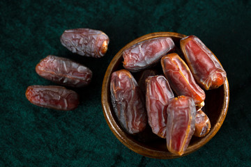 Dried date fruit in the plate