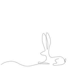 Bunny one line drawing. Farm animal silhouette vector illustration