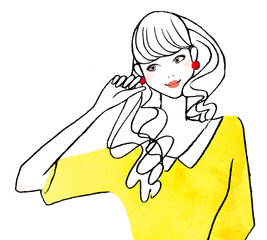 イヤリング・耳を触る可愛い女性