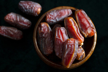 Dried date fruit in the plate