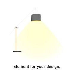 A piece of interior. Floor lamp. Floor lamp on a long leg. ISOLATED OBJECT. vector illustration..