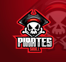 Pirate skull mascot esport logo design
