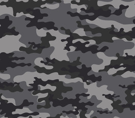 
Gray military camo seamless pattern on textile. Vector illustration.