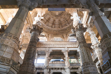 Marble chandelier in side Jain Ranakpur Temple, Udaipur, Rajasthan, India