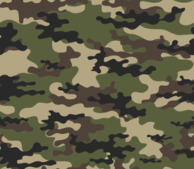 military camo seamless pattern on textile. Vector