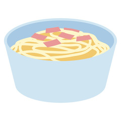 使い捨て容器に盛り付けられたパスタ