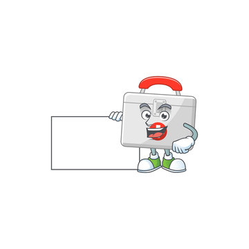 First aid kit cartoon character concept Thumbs up having a white board